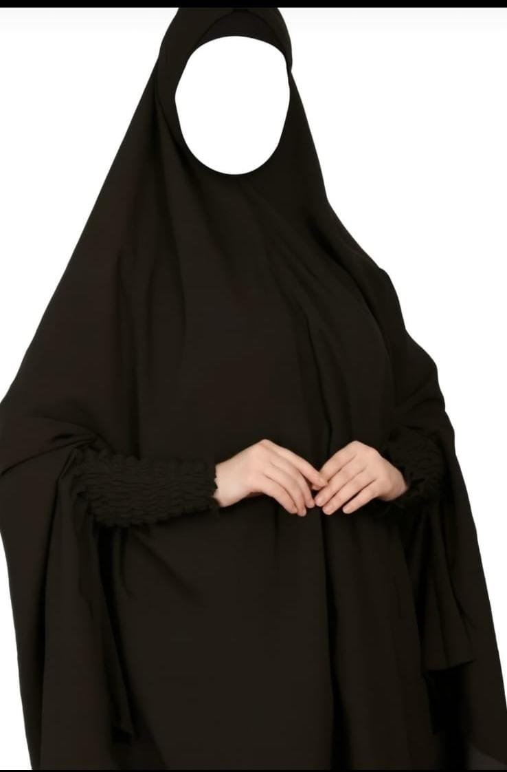 Premium Hijab with Baju 50 Inch – Full Coverage Khimar with Elastic Sleeves (Free Size)