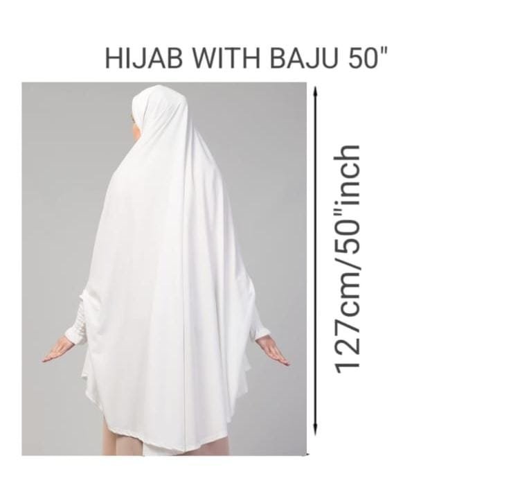 Premium Hijab with Baju 50 Inch – Full Coverage Khimar with Elastic Sleeves (Free Size) - Image 3