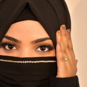 Elegant Chiffon Face Veil (Hijab Mask) with Crystal Chain – Modest Wear