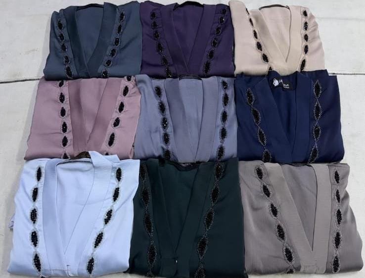 Women’s Modest Abaya with Black Embroidery | Elegant Front-Open - Image 2