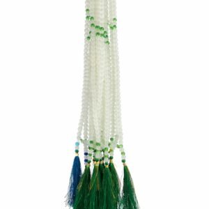 Islamic White Tasbih with Green Tassels | Premium Prayer Beads for Zikr