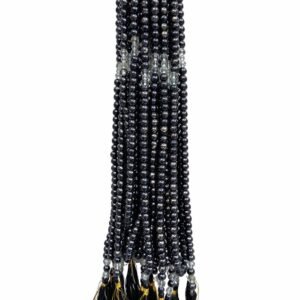 Luxury Black Hematite 99 Bead Tasbih – Premium Islamic Prayer Beads with Crystal Spacers
