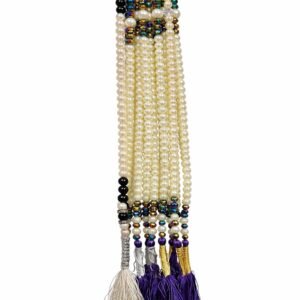 Luxury Pearl 99 Bead Tasbih – Elegant Crystal & Silk Tassel Islamic Prayer Beads