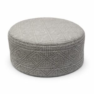 Premium Grey Geometric Embroidered Topi – Elegant Islamic Prayer Cap for Men