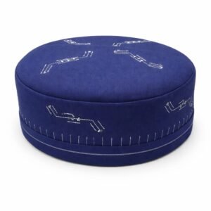 Premium Navy Blue Embroidered Topi – Elegant Islamic Prayer Cap for Men