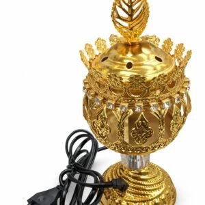 Luxury Electric Bakhoor Burner (Gold Finish) – Premium Mabkhara with Crystal Detailing
